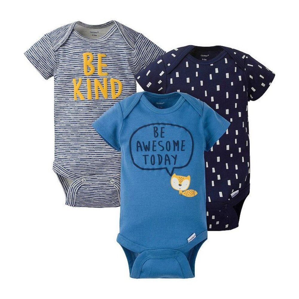 NWT Gerber Baby Boys 3-pc. Bodysuit, 3-6 Months MSRP $11.99